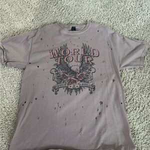 Sweet Claire Distressed Graphic Tee - Gray